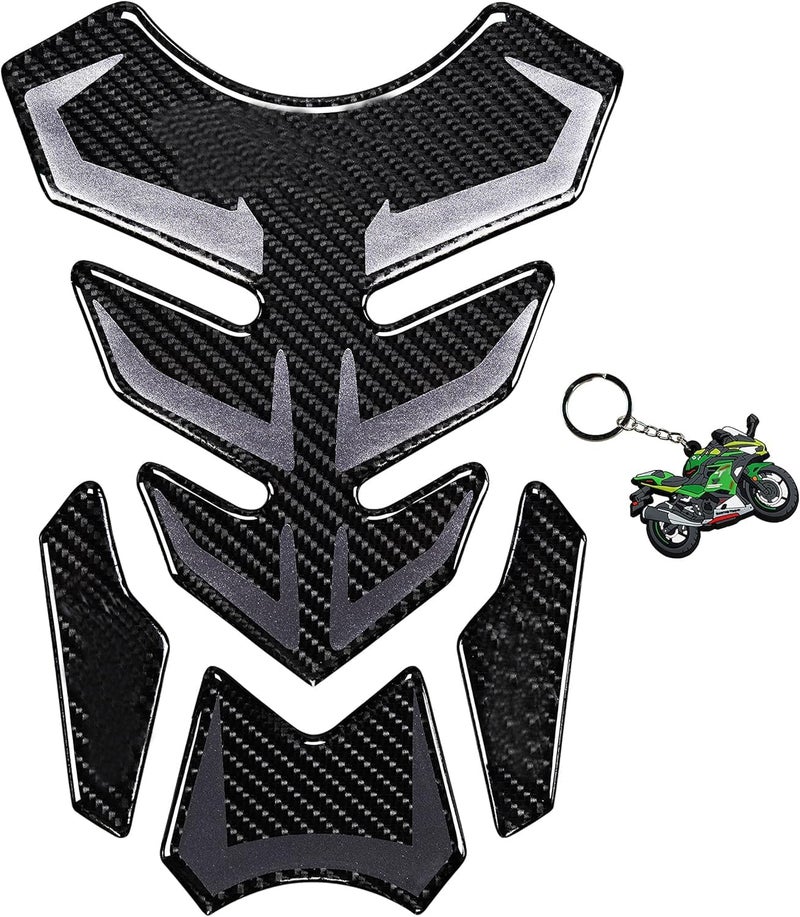 REVSOSTAR 5D Real Carbon Fiber, Motorcycle Decal Vinyl Tank Protector, Tank Pad for NJ 650 ZX636 ZX600 ZX-10R ZX14 ZX1400 ZX14R ABS 1000 ZX100(Grey) - Image 1